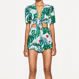 Zara crop top with shorts set